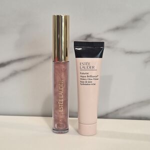 Estee Lauder Limited Edition Lip Gloss In Decadent Peach & Glow Primer 15ml NEW